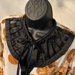 Skazi Premium Black & Gold Pansy Print Tunic Top Size M